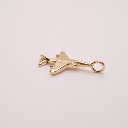 14ct Yellow Gold Fighter Jet Plane Pendant Piece