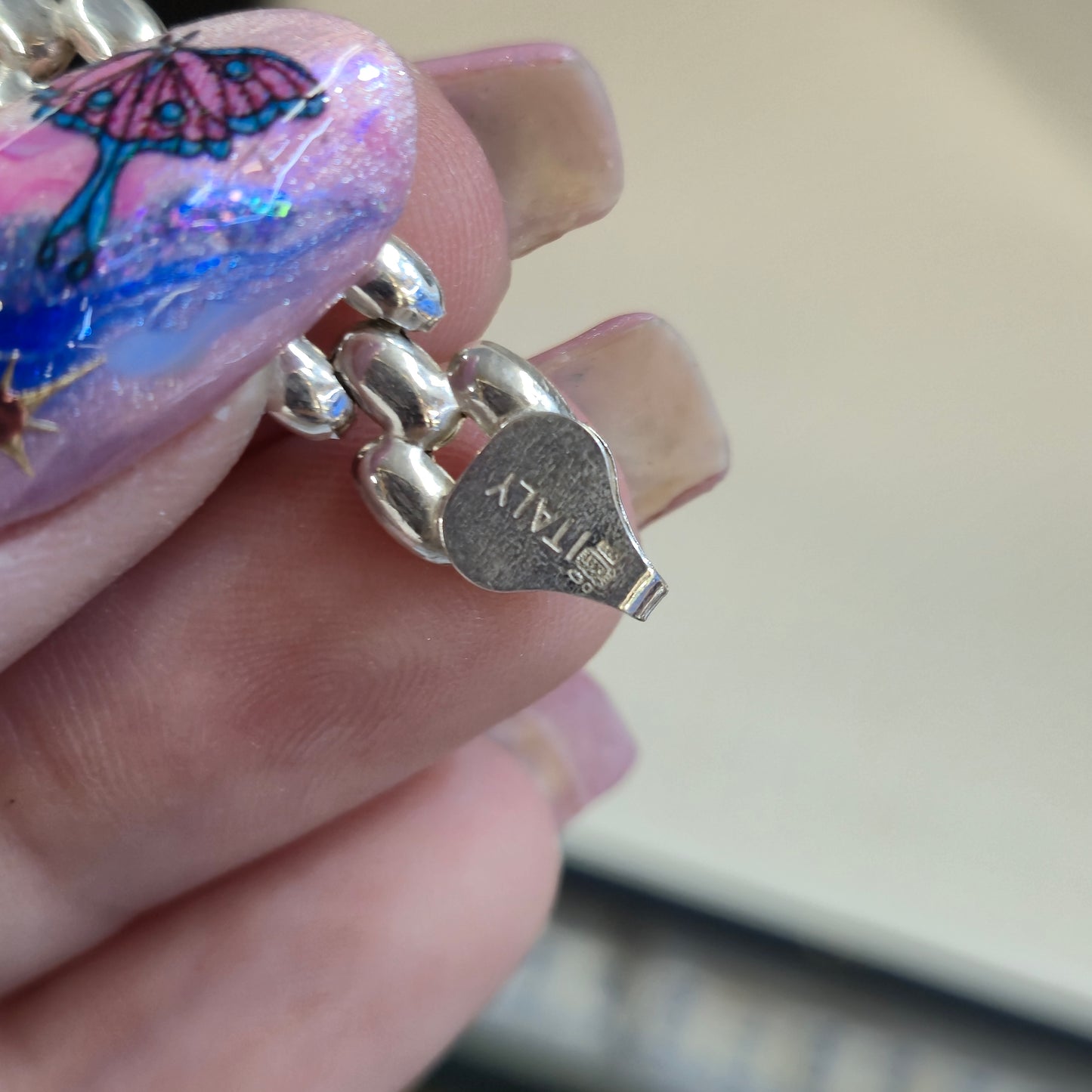 Sterling Silver Hollow Bubble Y Link Bracelet