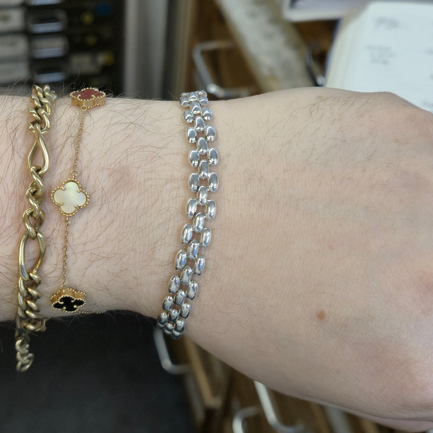 Sterling Silver Hollow Bubble Y Link Bracelet