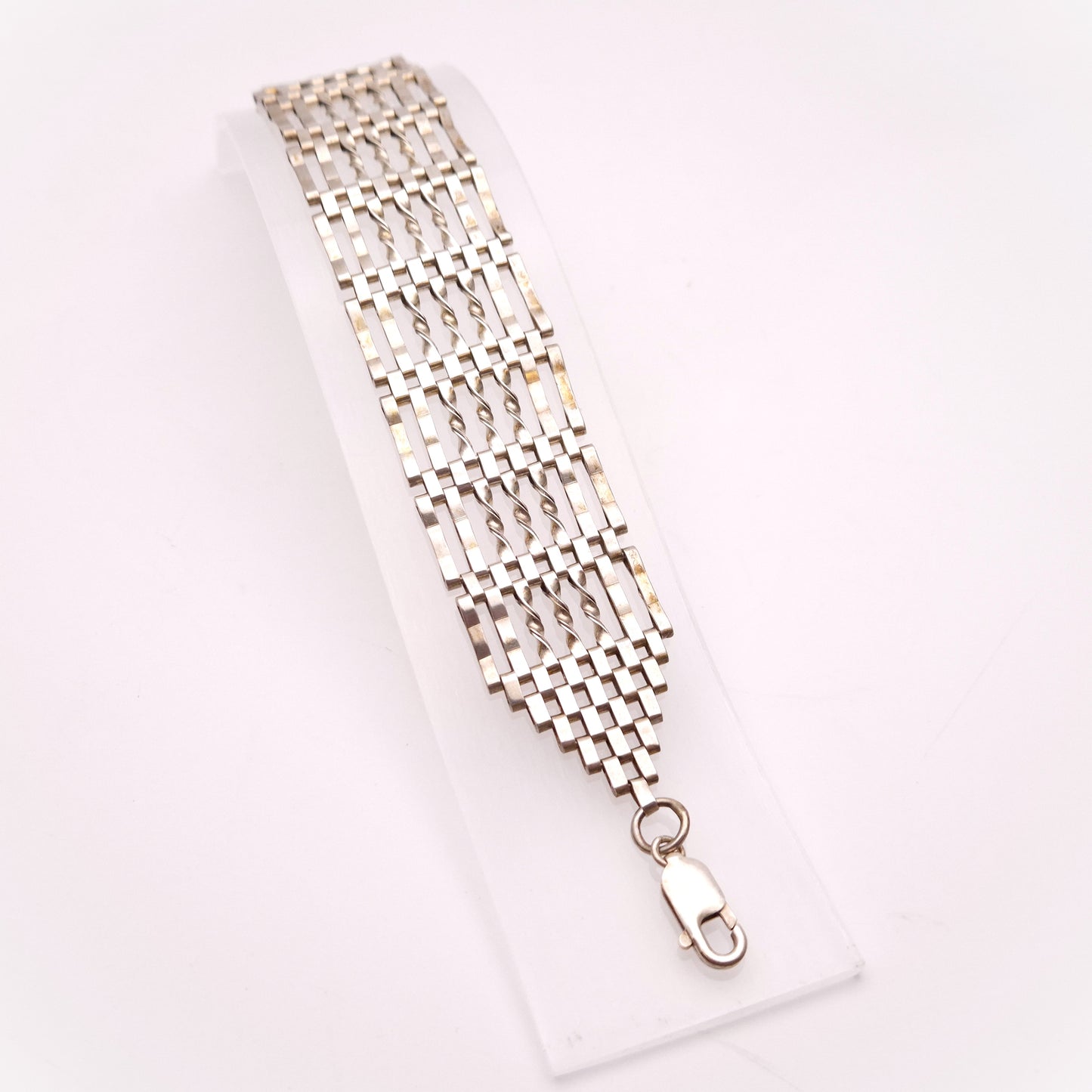 Sterling Silver Extra Wide Twist Link Gate Bracelet