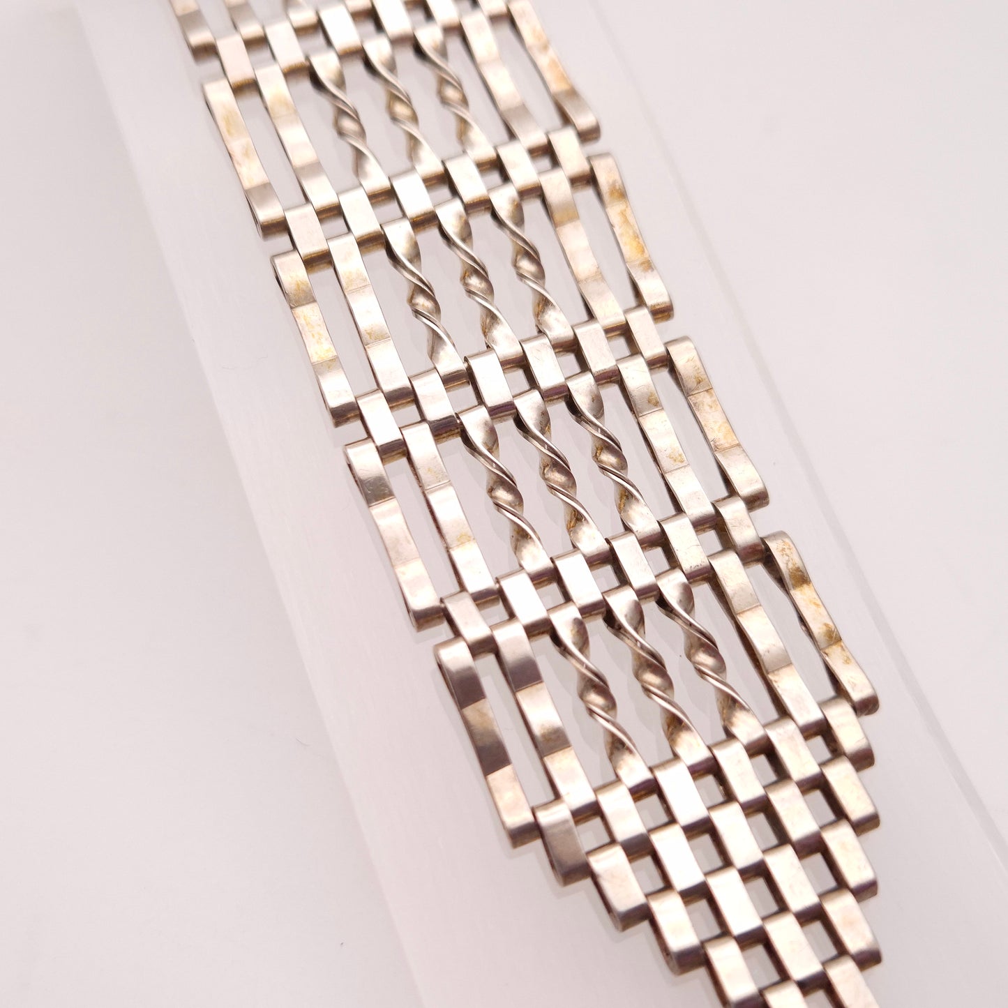 Sterling Silver Extra Wide Twist Link Gate Bracelet