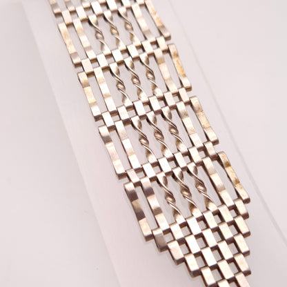 Sterling Silver Extra Wide Twist Link Gate Bracelet