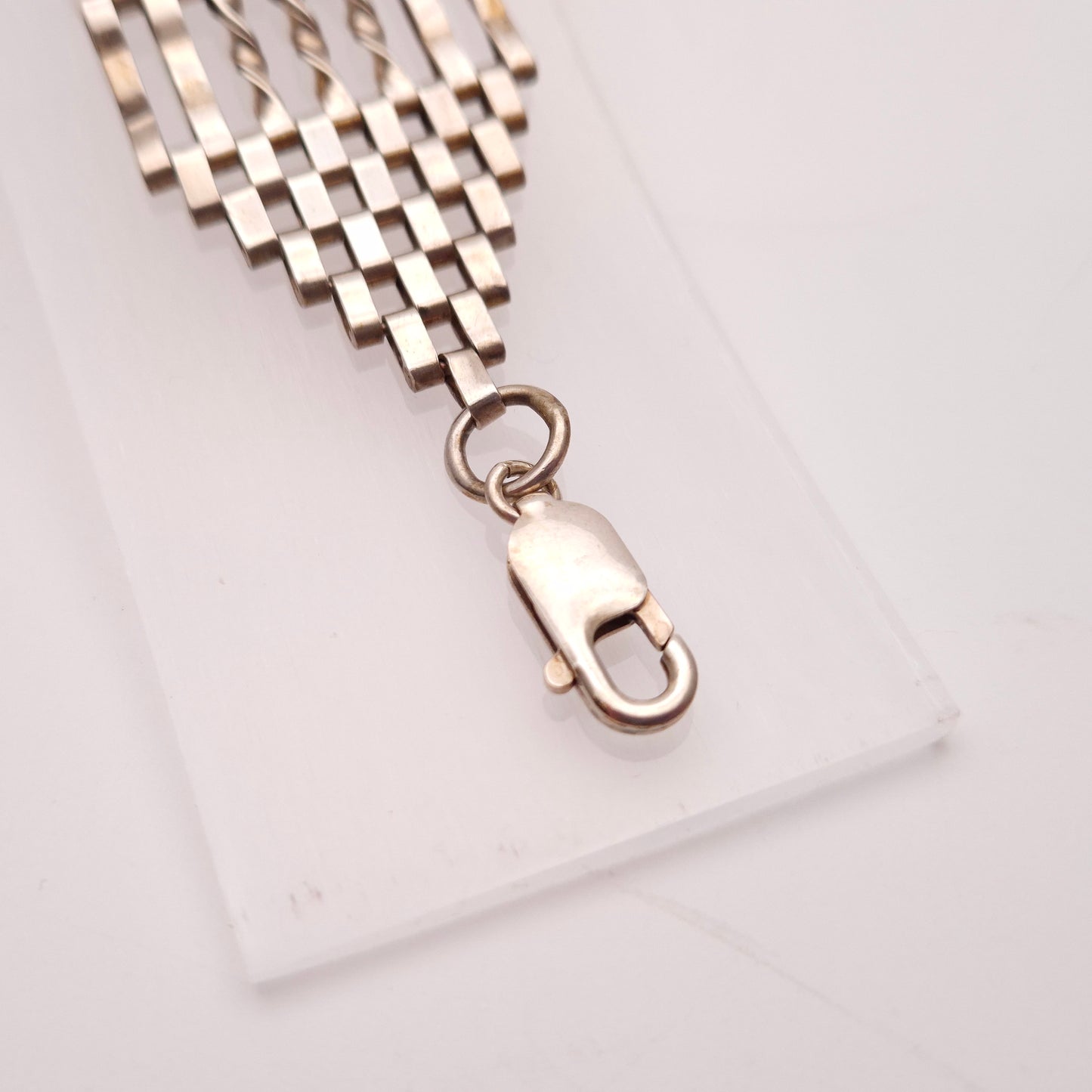 Sterling Silver Extra Wide Twist Link Gate Bracelet