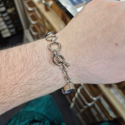 Sterling Silver Large Chunky Graduated Oval Cut Amethyst T-bar Bracelet