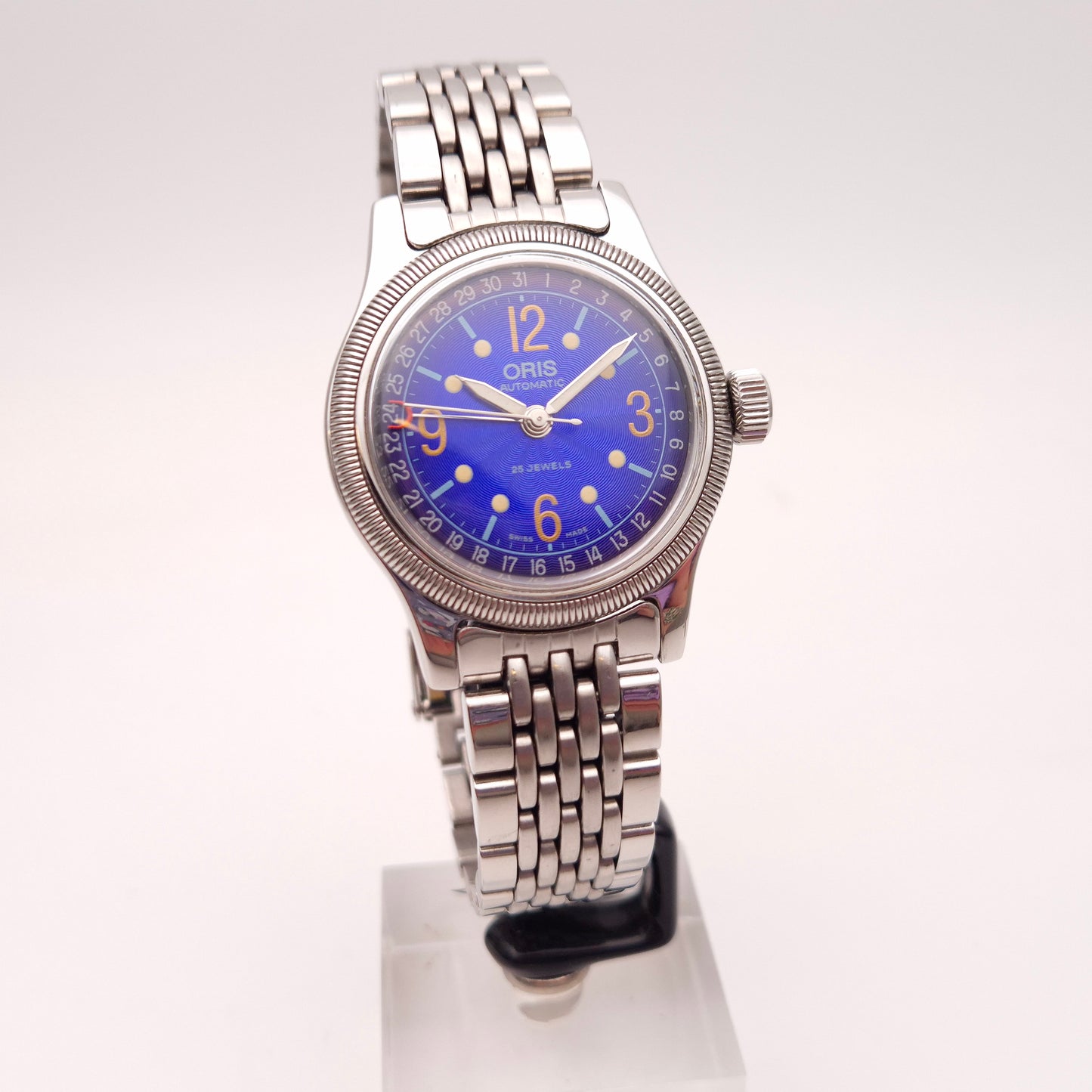 Gents Vintage Stainless Steel Blue Dial Oris Watch