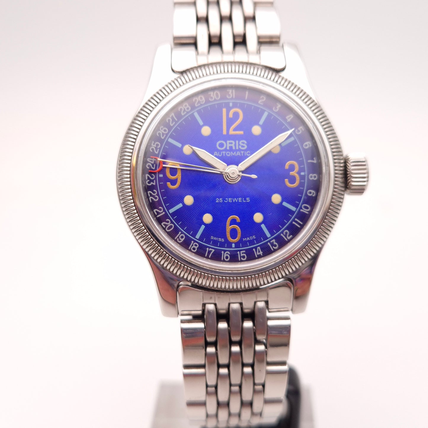 Gents Vintage Stainless Steel Blue Dial Oris Watch
