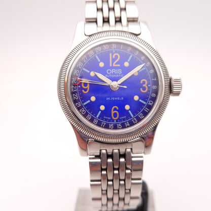 Gents Vintage Stainless Steel Blue Dial Oris Watch