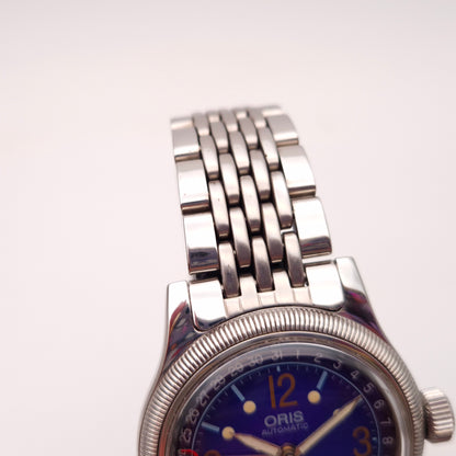 Gents Vintage Stainless Steel Blue Dial Oris Watch