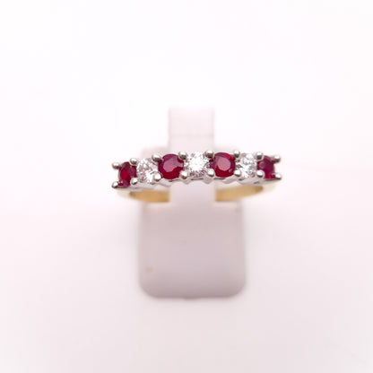 9ct Yellow Gold Ruby and Diamond Multistone Half Eternity Ring