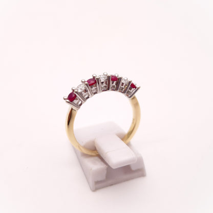 9ct Yellow Gold Ruby and Diamond Multistone Half Eternity Ring