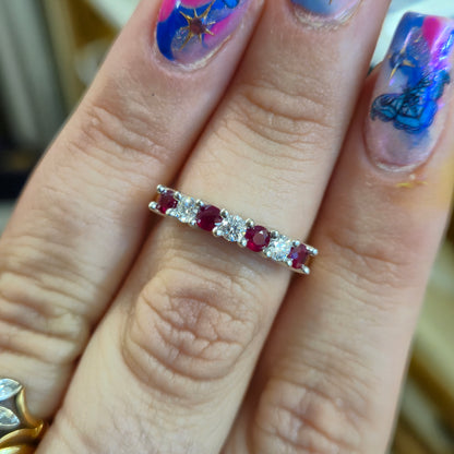 9ct Yellow Gold Ruby and Diamond Multistone Half Eternity Ring