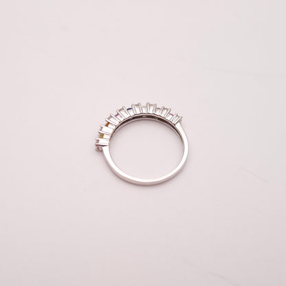 9ct White gold Multi Stone Vari-hue Rainbow Sapphire and Diamond 1/2 Eternity Row Ring