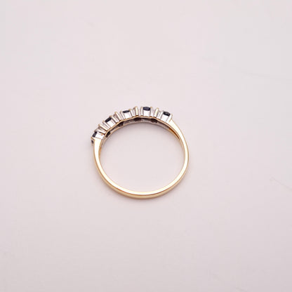 9ct Yellow Gold Sapphire and Diamond Half Eternity Row Ring