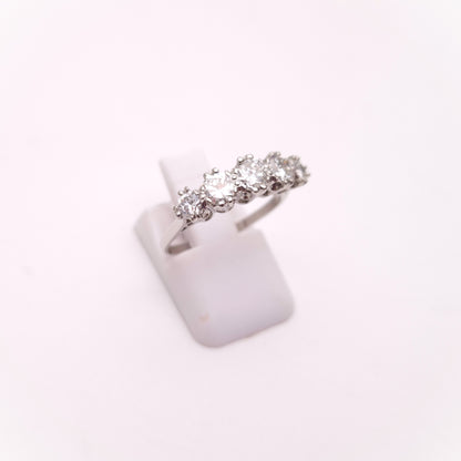 Platinum Antique Five Stone Old Cut Diamond Row Ring