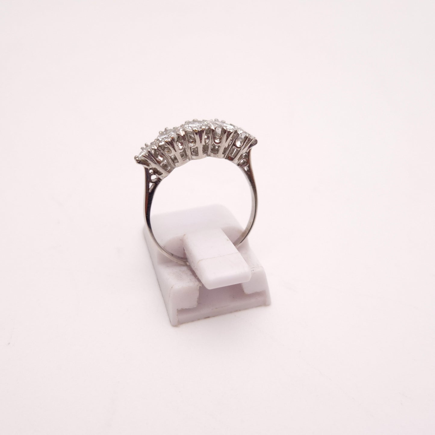Platinum Antique Five Stone Old Cut Diamond Row Ring