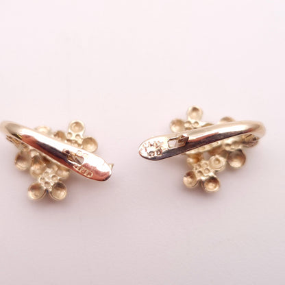 9ct Yellow Gold Ruby, Emerald and Sapphire Small Flower Hoop Stud Earrings