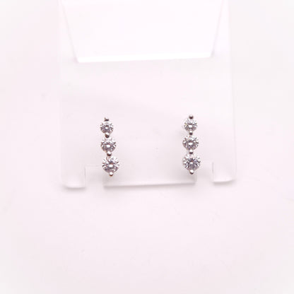 18ct White Gold Graduated Three Stone Diamond Stud Earrings