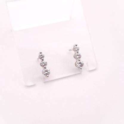 18ct White Gold Graduated Three Stone Diamond Stud Earrings