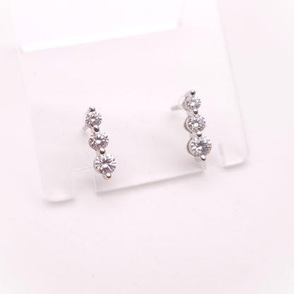 18ct White Gold Graduated Three Stone Diamond Stud Earrings