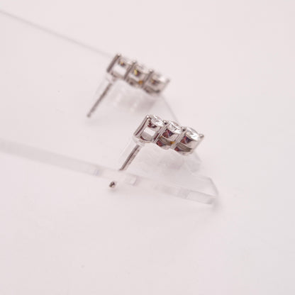 18ct White Gold Graduated Three Stone Diamond Stud Earrings