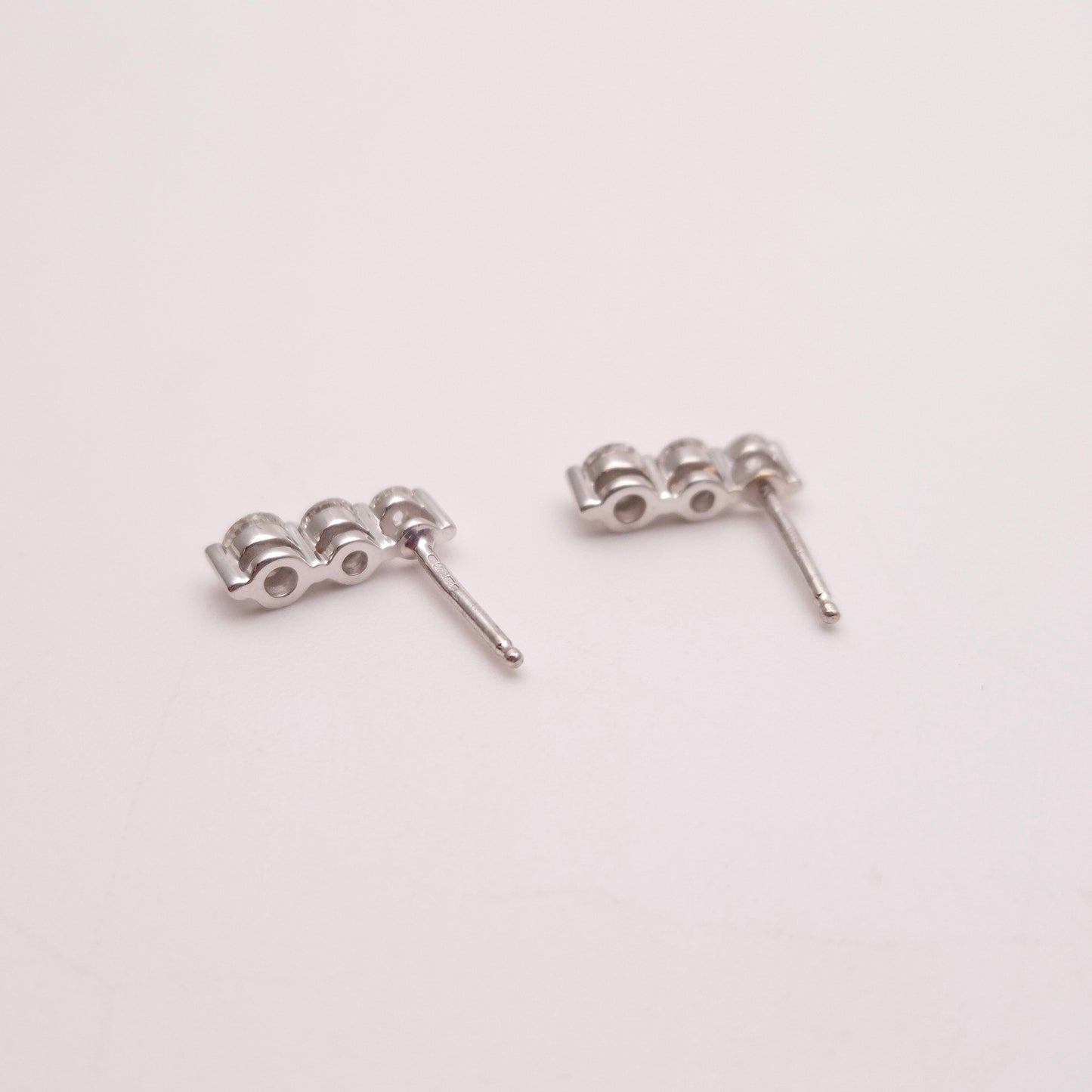 18ct White Gold Graduated Three Stone Diamond Stud Earrings