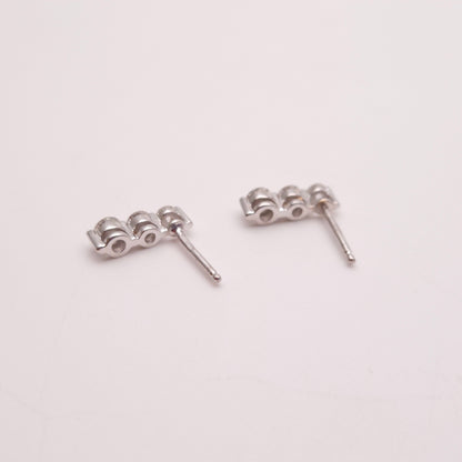 18ct White Gold Graduated Three Stone Diamond Stud Earrings
