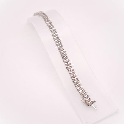 9ct White Gold Substantial 2.0TCW Multi Diamond Tennis Bracelet