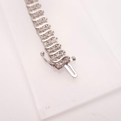 9ct White Gold Substantial 2.0TCW Multi Diamond Tennis Bracelet