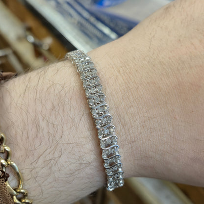 9ct White Gold Substantial 2.0TCW Multi Diamond Tennis Bracelet