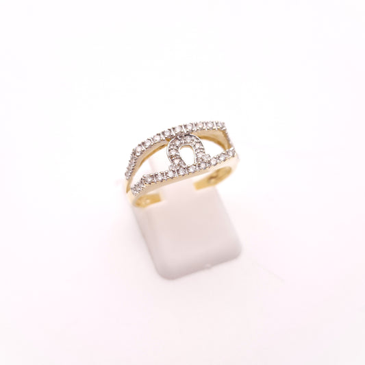 14ct Yellow Gold Diamond Set Openwork Omega / Horseshoe Motif Ring