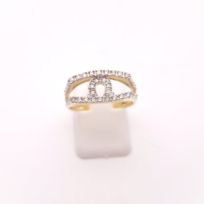 14ct Yellow Gold Diamond Set Openwork Omega / Horseshoe Motif Ring