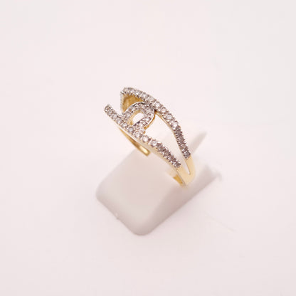 14ct Yellow Gold Diamond Set Openwork Omega / Horseshoe Motif Ring