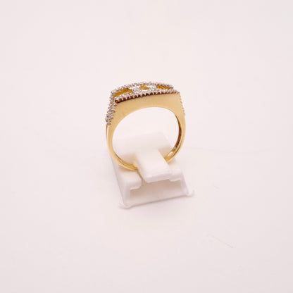 14ct Yellow Gold Diamond Set Openwork Omega / Horseshoe Motif Ring