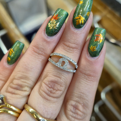 14ct Yellow Gold Diamond Set Openwork Omega / Horseshoe Motif Ring