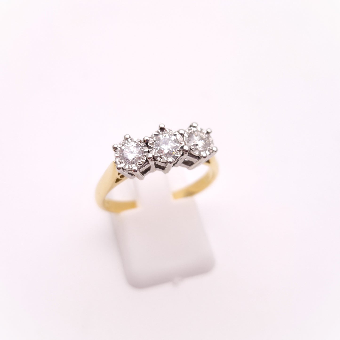 18ct Yellow Gold Illusion Set Diamond Trilogy Ring 0.5TCW