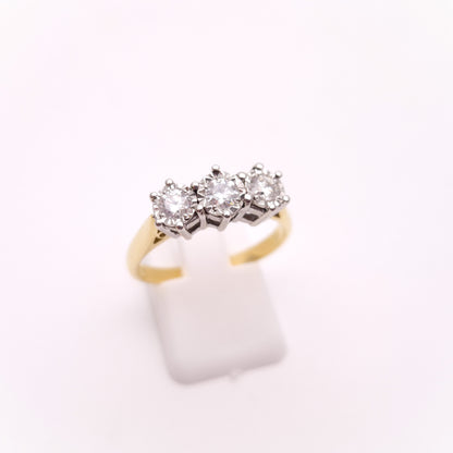 18ct Yellow Gold Illusion Set Diamond Trilogy Ring 0.5TCW