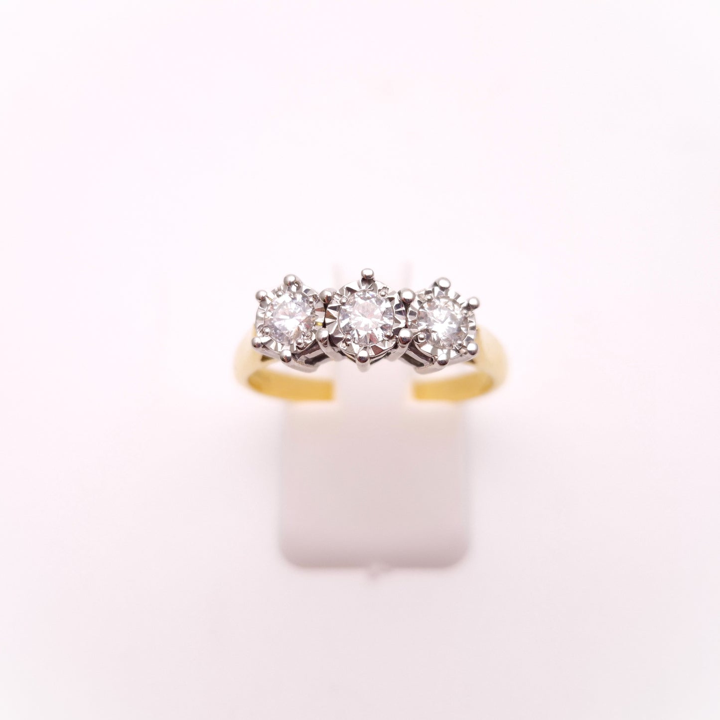 18ct Yellow Gold Illusion Set Diamond Trilogy Ring 0.5TCW