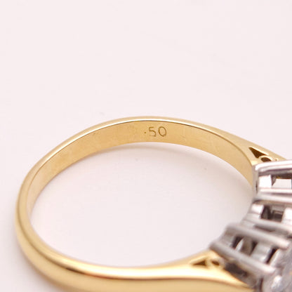 18ct Yellow Gold Illusion Set Diamond Trilogy Ring 0.5TCW