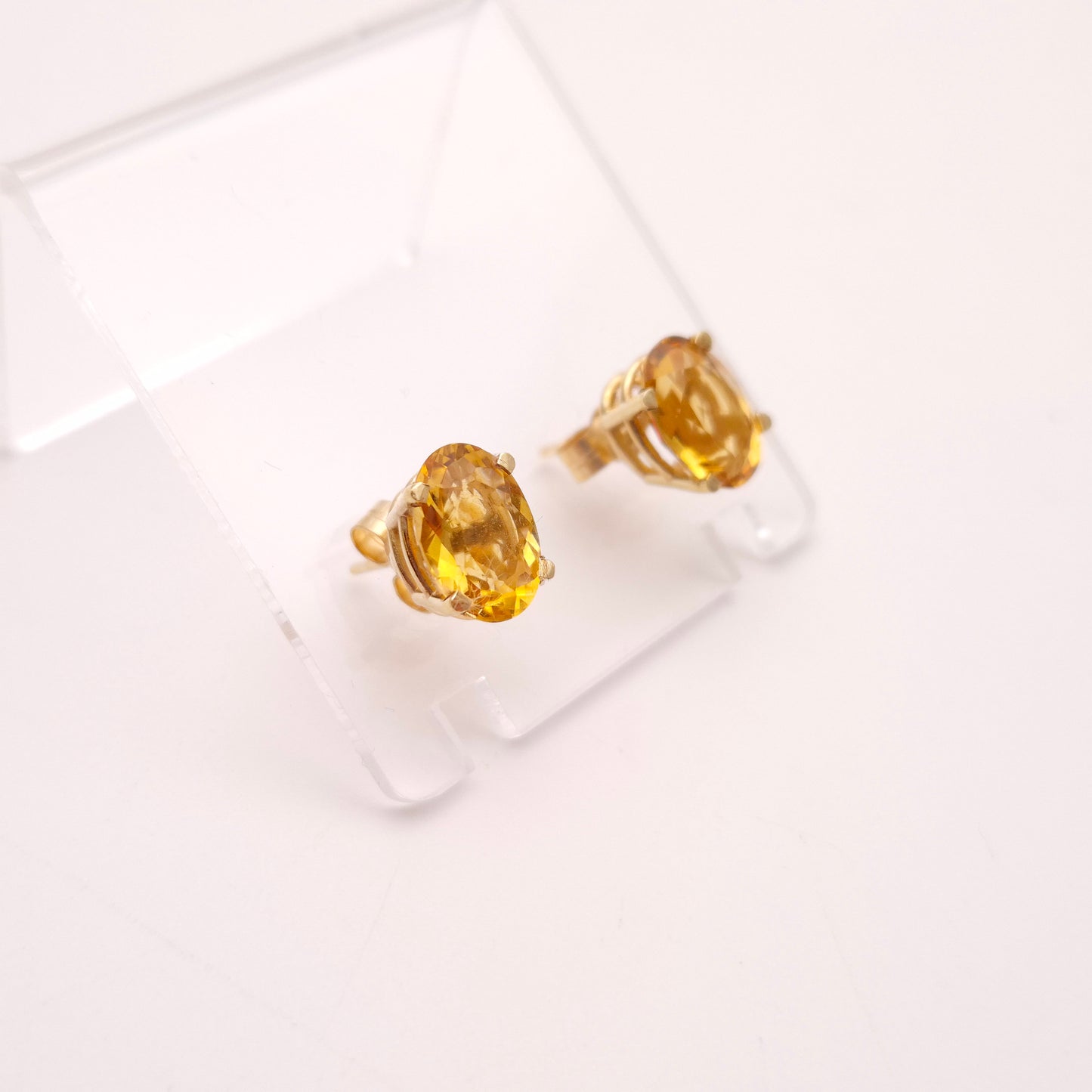 9ct Yellow Gold Large Oval Cut Citrine Solitaire Stud Earrings