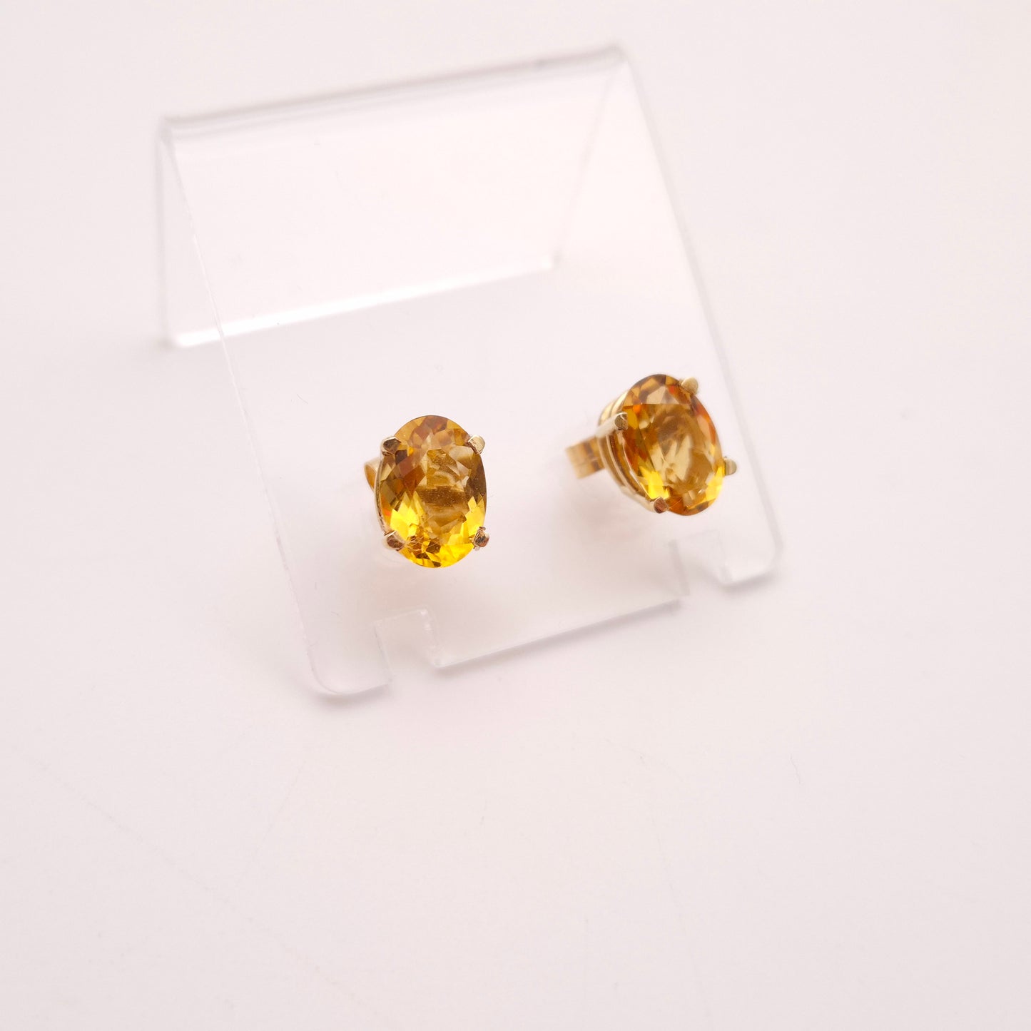 9ct Yellow Gold Large Oval Cut Citrine Solitaire Stud Earrings