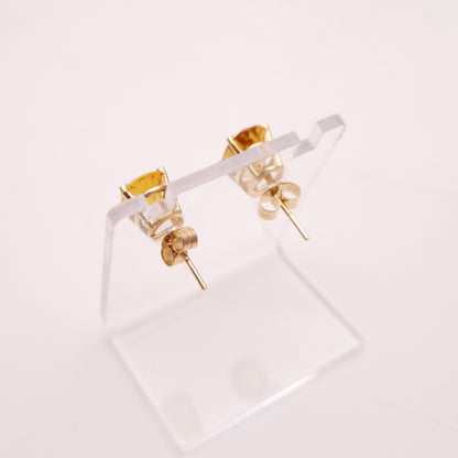 9ct Yellow Gold Large Oval Cut Citrine Solitaire Stud Earrings