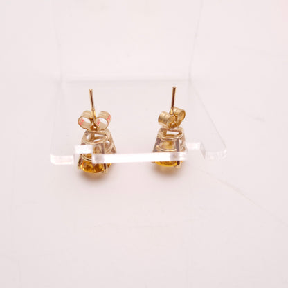 9ct Yellow Gold Large Oval Cut Citrine Solitaire Stud Earrings
