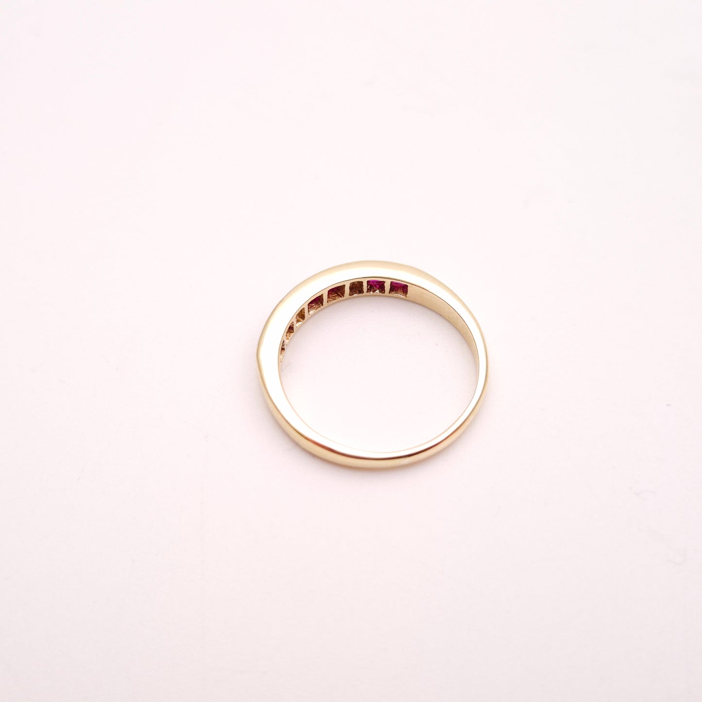 9ct Yellow Gold Princess Cut Ruby and Diamond Half Eternity Ring