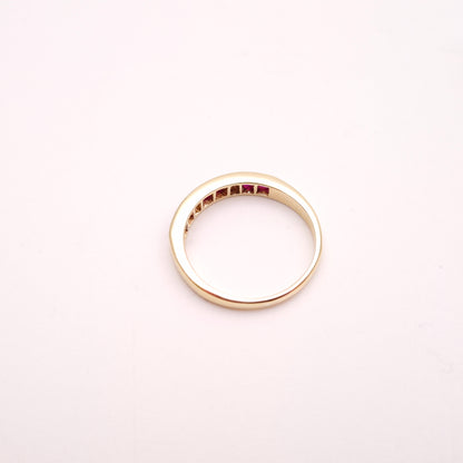 9ct Yellow Gold Princess Cut Ruby and Diamond Half Eternity Ring