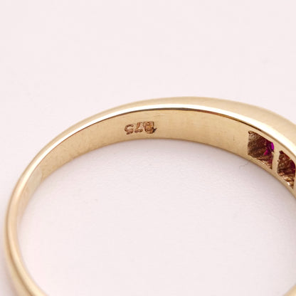 9ct Yellow Gold Princess Cut Ruby and Diamond Half Eternity Ring