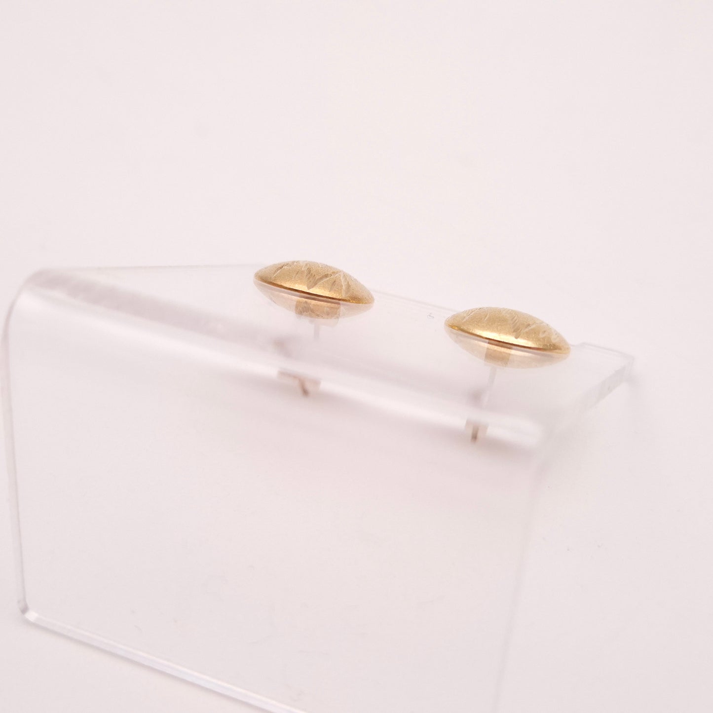 9ct Yellow Gold Diamond Cut Textured Domed Round Stud Earrings