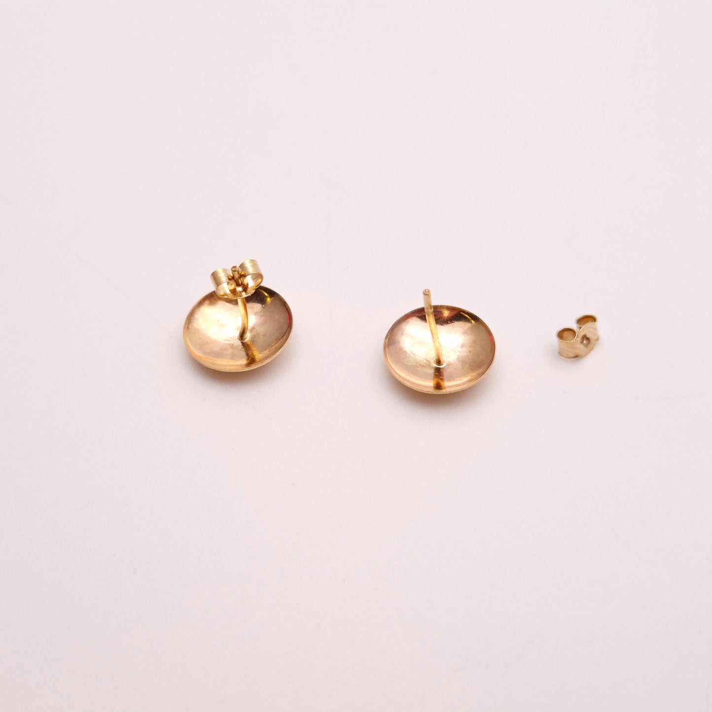 9ct Yellow Gold Diamond Cut Textured Domed Round Stud Earrings