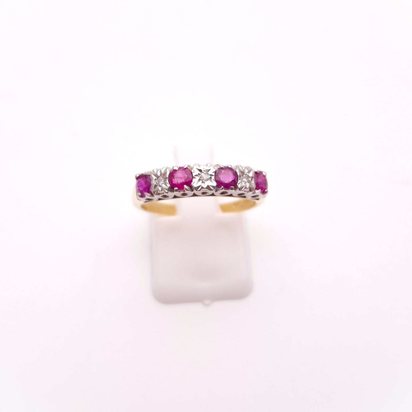9ct Yellow Gold Ruby and Diamond Half Eternity Row Ring