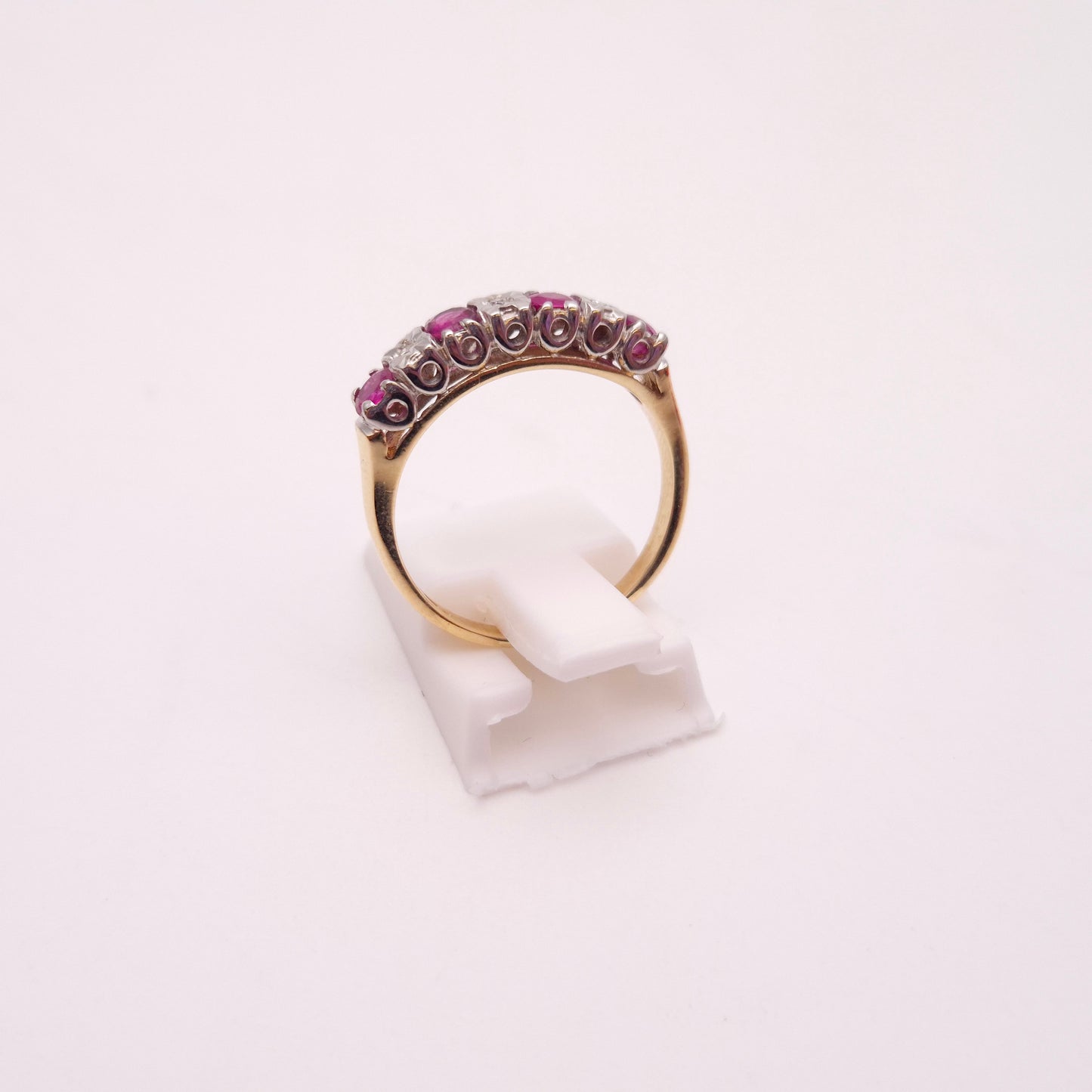 9ct Yellow Gold Ruby and Diamond Half Eternity Row Ring