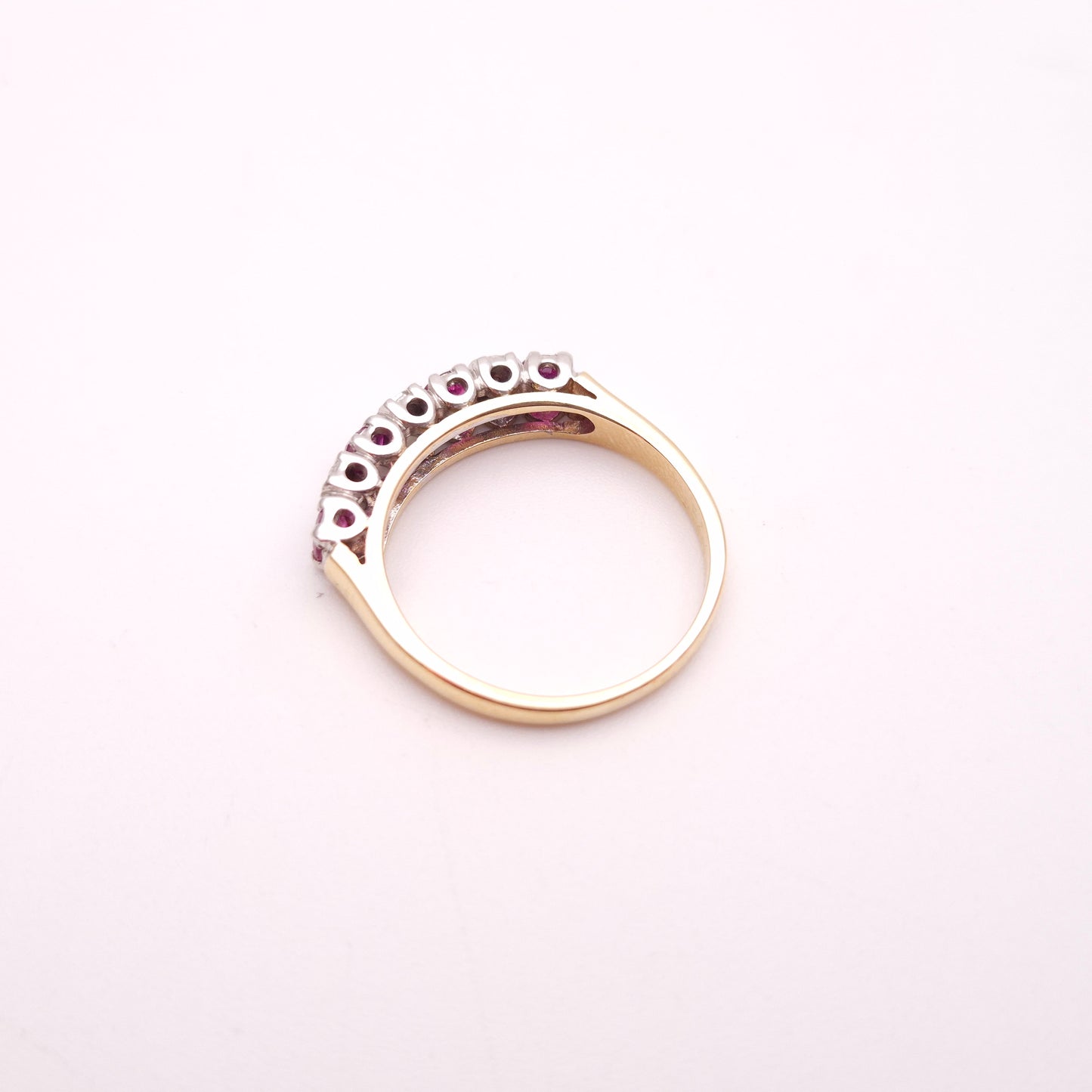 9ct Yellow Gold Ruby and Diamond Half Eternity Row Ring
